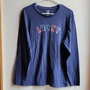 Lucky Brand Navy Blue Graphic Pajama Long Sleeve T-Shirt Size Large